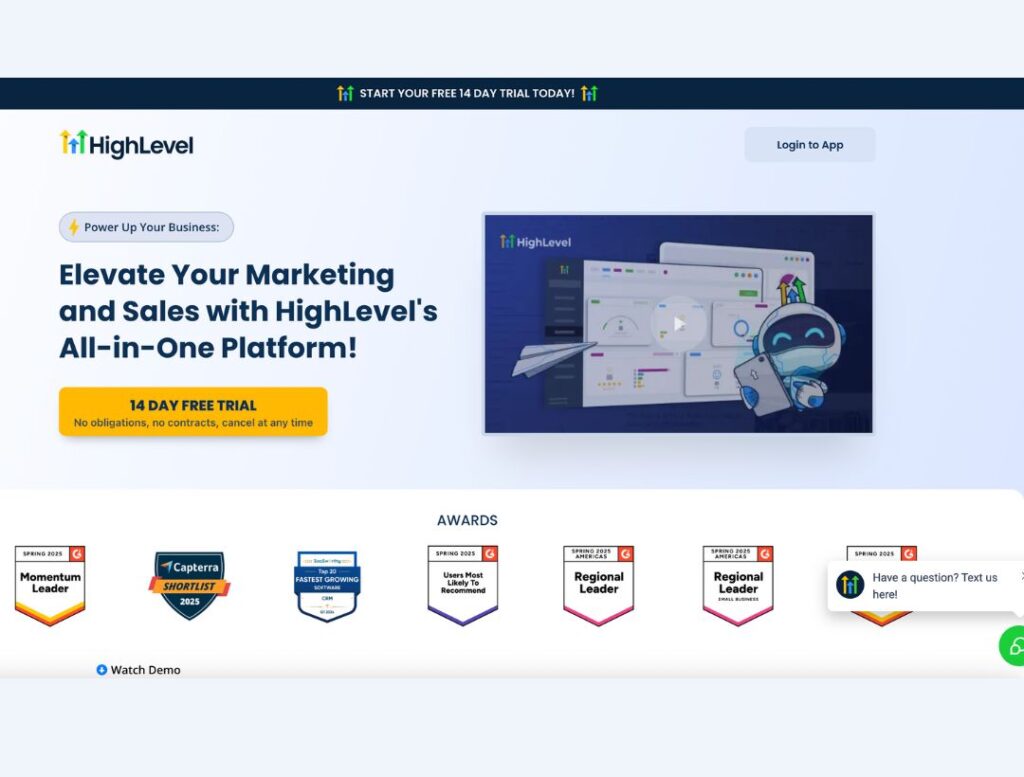 GoHighLevel homepage screenshot